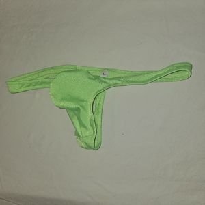 Neon Green Muscleskins Men's Thong Bikini Swimsuit - Large